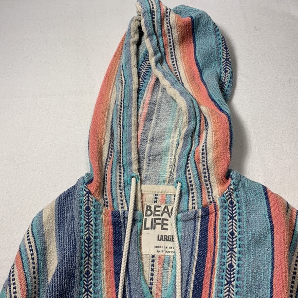 Beach Life By Ladrft Baja Poncho Hoodie - Size Junior Large - Picture 8 of 12